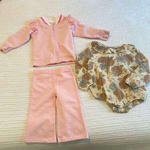 Toddler Girl Bundle Paris Hilton Jacket Pants and Fall Onsie Outfit Size 18-24M